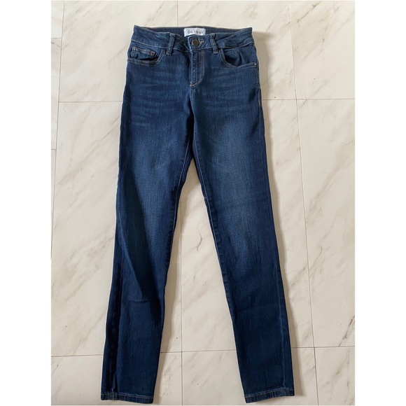 DL1961 Womens Navy Stretch Zippered Cropped Scultping Skinny Jeans